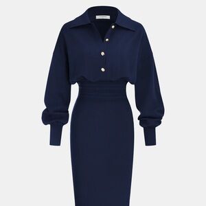 Commense Midnight Blue Long Sleeve Dress